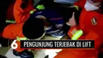Sebanyak lima pengunjung toko busana muslim di Rawamangun, Jakarta Timur terjebak di dalam lift. Posisi lift yang terjebak di antara lantai satu dan dua jadi kendala, evakuasi dilakukan melalui celah sempit.