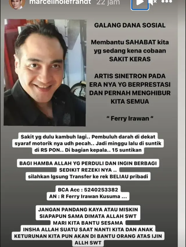 Aktor Ferry Irawan Dilarikan Ke Rumah Sakit Pembuluh Darah Saraf Motoriknya Pecah Showbiz