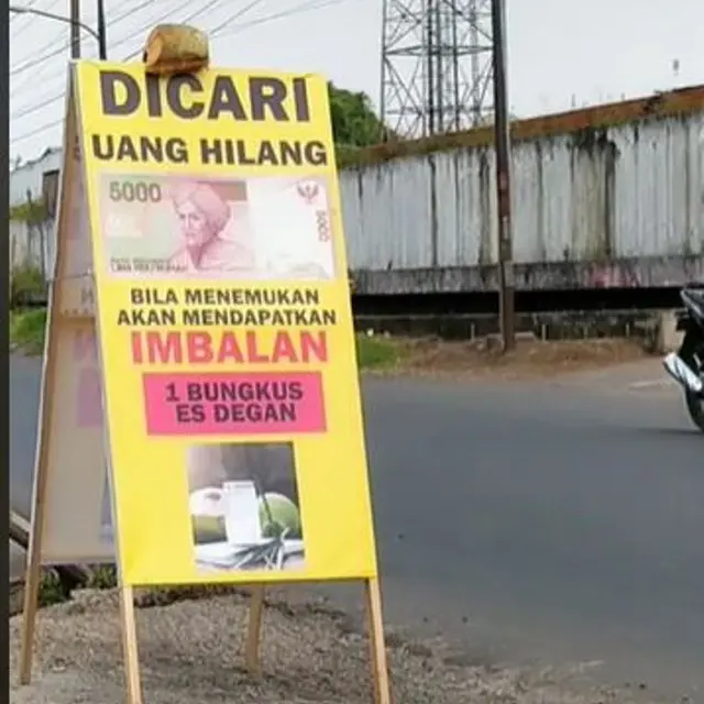 Promosi Unik Penjual Es Degan, Bikin Pengumuman Kehilangan Uang