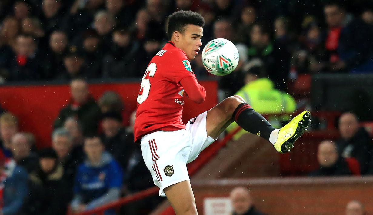 Greenwood tercatat sebagai pemain muda terbaik Manchester United dalam akurasi tembakan. Ia berhasil mencatatkan rata-rata 2,2 tembakan mengarah ke gawang per 90 menit di Premier League. (AFP/Lindsey Parnaby)