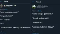 Izin enggak masuk kerja ala netizen (Sumber: Twitter/lelegoyeng_/FadhilYudha23)