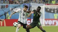 Argentina meraih kemenangan 2-1 atas Nigeria dalam matchday terakhir Grup D Piala Dunia 2018, di Stadion Krestovsky, Selasa atau Rabu (27/6/2018) dini hari WIB. (AP Photo/Dmitri Lovetsky)