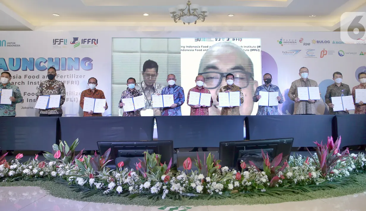 Pembentukan IFF Food & Fertilizer dan IFF Learning Institute yang disaksikan Wamen I BUMN, Pahala Mansury, secara virtual merupakan kolaborasi 11 BUMN untuk membentuk institut di bidang riset dan pembelajaran untuk mendukung program Indonesia Maju. (Liputan6.com/HO/Alwi)