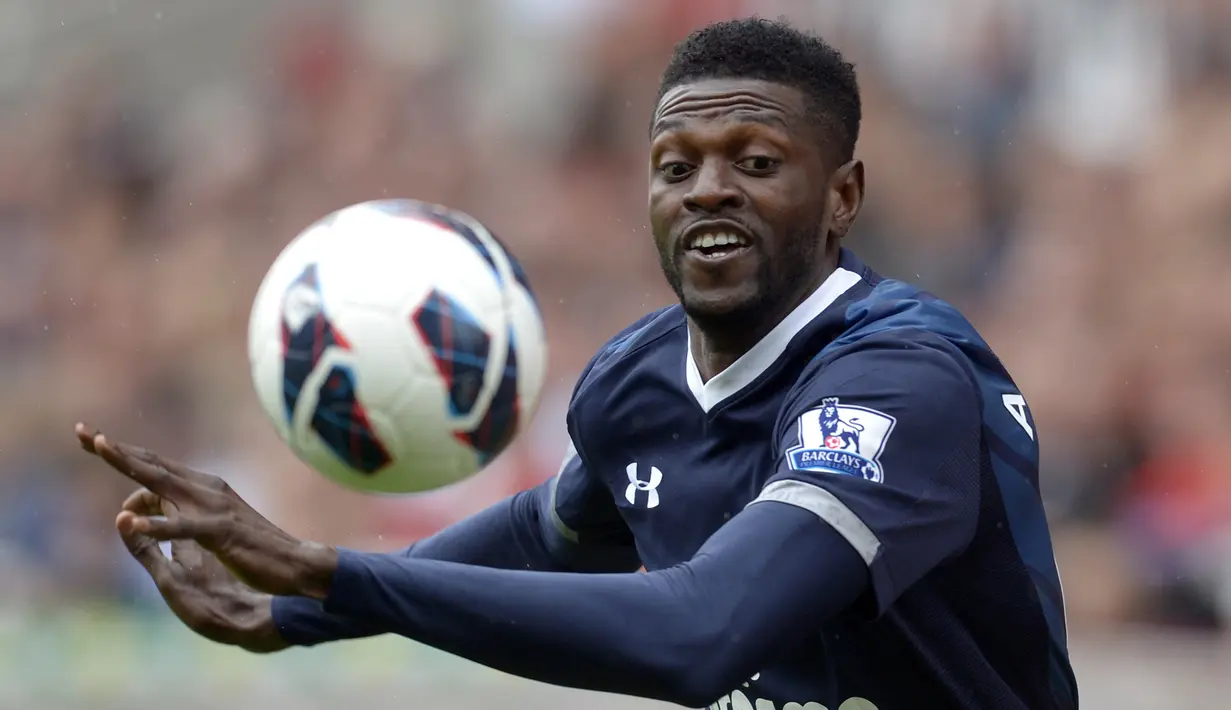 1. Emmanuel Adebayor (328 offside) - Striker asal Togo ini memulai kariernya di Premier League bersama Arsenal, Manchester City, Tottenham dan Crystal Palace. Adebayor 328 kali melakukan offside saat bermain di Premier League. (AFP/Adrian Dennis)