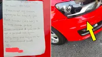 Tak Sengaja Senggol Mobil, Viral Wanita Minta Maaf Lewat Surat