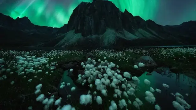 Aurora di Pegunungan Tombstone, Kanada.