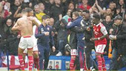 Satu-satunya gol di laga tersebut dihasilkan oleh Gabriel Magalhaes. Bek asal Brasil itu mencetak gol pada menit ke-63. Ia menjebol gawang Chelsea dari situasi sepak pojok. (AP/Kirsty Wigglesworth)