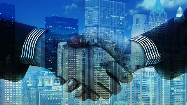 Ilustrasi merger perusahaan, merger korporasi