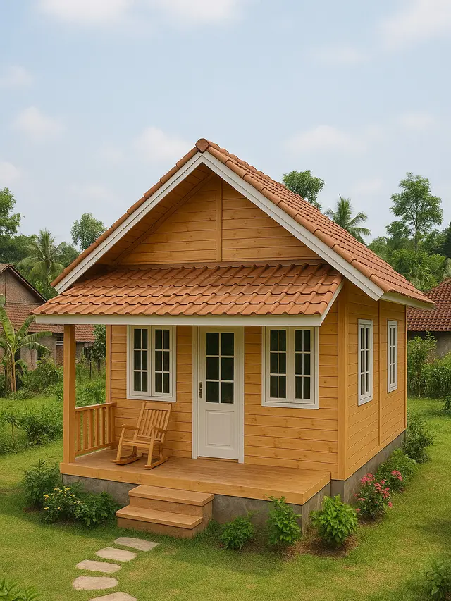 Rumah Kayu Sederhana Ukuran 6x9 di Kampung yang Indah dan Bikin Betah