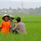 Jokowi tampak berbincang dengan para petani untuk menanyakan masalah yang ada di bidang pertanian. Jumat (13/6/14) (Liputan6.com/Herman Zakharia)