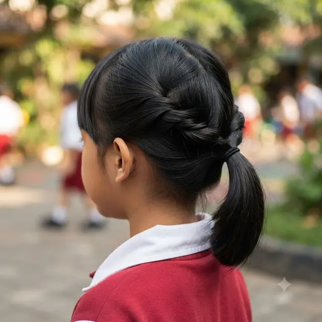 Model Kuncir Rambut Anak Sekolah untuk Rambut Pendek