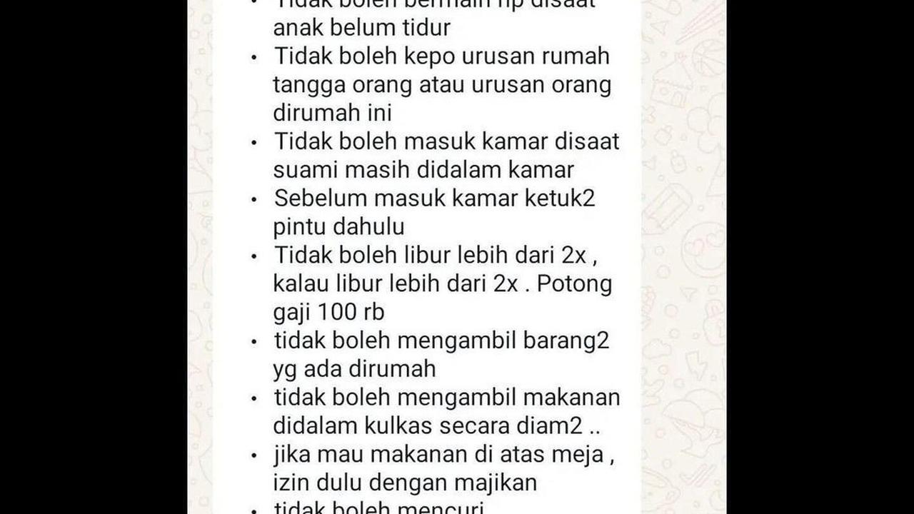 Ngelamar jadi Baby Sitter, Cewek ini Dibuat Syok sama Peraturan Calon Majikan yang Tak Masuk Akal