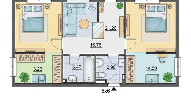 Contoh Rumah Kecil Ukuran 5x6 Meter Bisa 2 Kamar