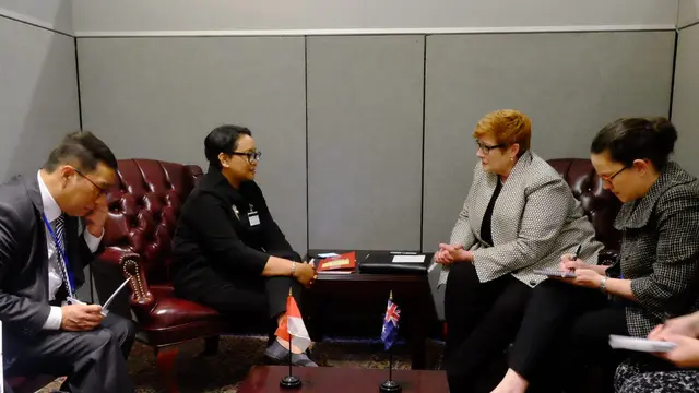 Pertemuan Menlu RI Retno Marsudi dan Menlu Australia Marise Payne di sela Sidang Majelis Umum PBB di New York (25/9) (sumber: Kemlu RI)