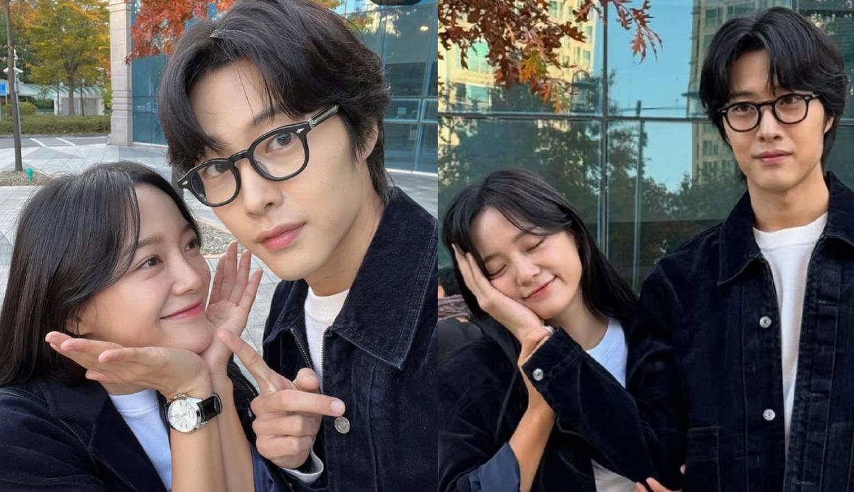 Kim Se Jeong juga membagikan foto di baik layar bersama Lee Jong Won. (Foto: Instagram/ clean_0828)