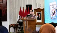 Wamen PPN, Febrian Alphyanto Ruddyard, sebut PAUD memiliki peran penting dalam membentuk kemampuan sensorik, kognitif, dan bahasa anak dalam peluncuran Early Childhood Development Index (ECDI2030) di Jakarta, Rabu (14/5/2025). Foto: Liputan6.com/Ade Nasihudin.