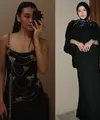 Aaliyah Massaid dan Aurel Hermansyah saat di Pernikahan Putri Pemilik Krisna Bali kompak pakai dress hitam. [@aaliyah.massaid/@aurelie.hermansyah]