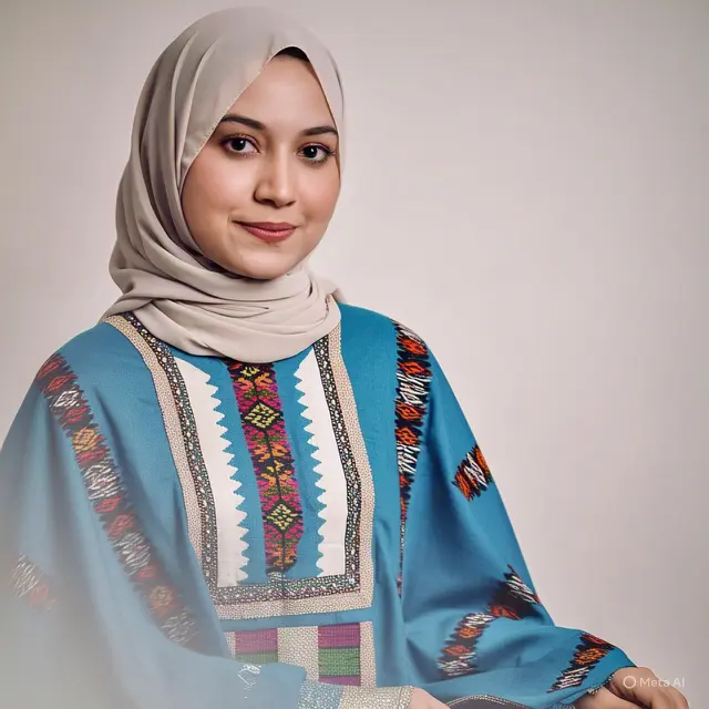 Gamis Cape dengan Aksen Etnik