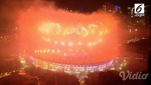 Closing ceremony Asian Games 2018 dimeriahkan dengan pesta kembang api yang membuat kagum warganet.