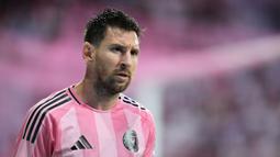Nama Leo Messi terabadikan pada sisi timur tribune stadion baru Inter Miami, NU Stadium, Miami. (AP Photo/Lynne Sladky)