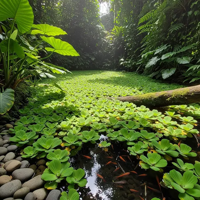 Desain Kolam Ikan Dangkal dengan Tanaman Air yang Estetik