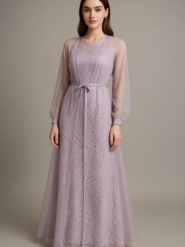 7 Model Long Dress Brokat Kombinasi Outer Lengan Panjang Kekinian 2025, Elegan dan Modis