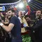 Khvicha Kvaratskhelia (tengah kanan) bersama para pemain PSG merayakan gol keempat timnya ke gawang Inter Milan dalam laga final Liga Champions 2024/2025 di Allianz Arena, Munchen, Jerman, Minggu (01/06/2025) dini hari WIB. (AP Photo/DPA/Robert Michael)