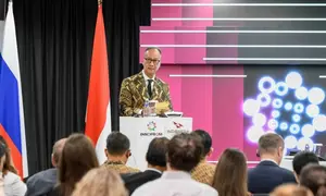Menteri Perindustrian (Menperin) Agus Gumiwang Kartasasmita dalam sesi Business Talk - Panel Discussion Dialogue between Russian and Indonesian SEZs/Industrial Estate: Regulatory Harmonization and The Development of International Industrial Clusters di Ekaterinburg, Rusia. (Dok Kemenperin)