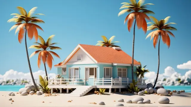 Ilustrasi Rumah Pinggir Pantai (credit: freepik.com)
