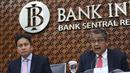 Gubernur BI Perry Warjiyo memberikan penjelasan kepada wartawan di Jakarta, Kamis (20/6/2019). RDG Bank Indonesia 19-20 Juni 2019 memutuskan untuk mempertahankan BI7DRR sebesar 6,00%, suku bunga Deposit Facility sebesar 5,25%, dan suku bunga Lending Facility sebesar 6,75%.(Liputan6.com/Angga Yuniar)