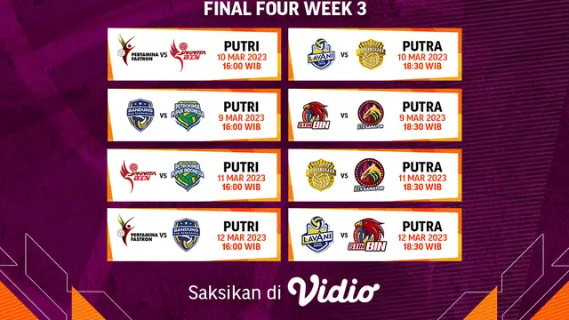 Jadwal dan Live Streaming PLN Mobile Proliga 2023 Final Four Week 3 di Vidio