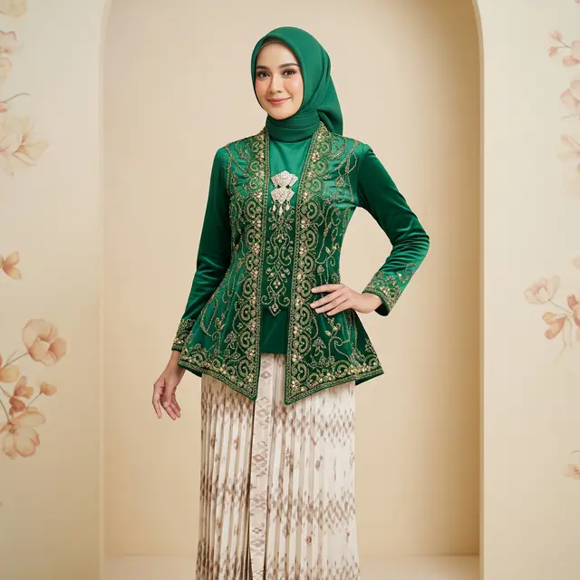 Panduan Memilih Warna Kebaya Rok Plisket yang Paling Cocok untuk Kulit Sawo Matang (Image by Gemini AI)