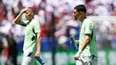 Pemain Swiss kecewa setelah hanya mampu bermain imbang melawan Qatar pada matchday pertama Grup B Piala Dunia 2026 di Levi's Stadium, Santa Clara, Minggu (14/6/2026) dini hari WIB. (AP Photo/Eakin Howard)