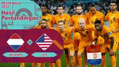 Berita Motion grafis hasil pertandingan Piala Dunia 2022. Belanda menang atas Amerika Serikat dengan skor 3-1. De Oranje jadi tim pertama yang pastikan melaju ke babak perempat final Piala Dunia 2022.