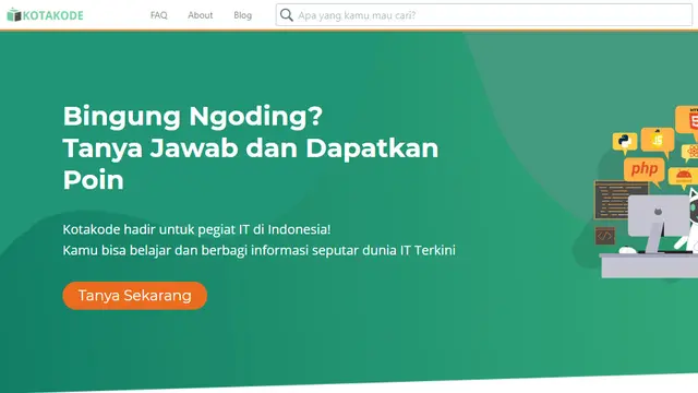 Laman utama Kotakode, forum pemrograman berbahasa Indonesia
