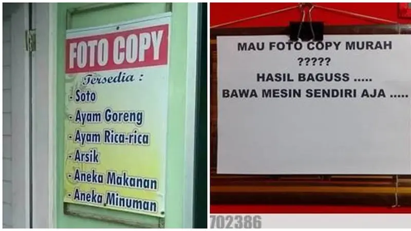 Tulisan Kocak di Tempat Fotocopy Ini Bikin Mikir Keras