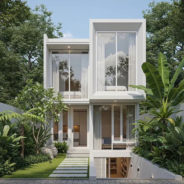 9 Desain Rumah Kecil 2 Lantai dengan Basement dan Gudang, Solusi Modern Lahan Sempit