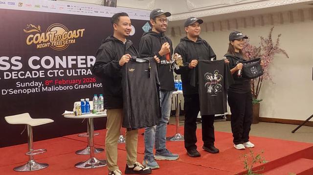 Konfrensi pers Coast to Coast Night Trail Ultra yang akan digelar di Pesisir Pantai Selatan Bantul pada 14-15 Februari 2026. (Bola.com/Ana Dewi)