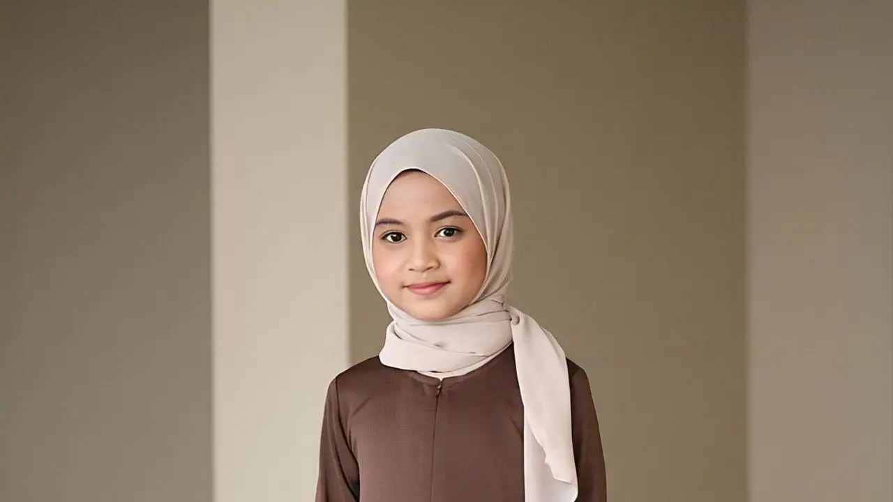 Model Baju Gamis Anak Perempuan Terbaru, Gamis Coklat Belah Tengah