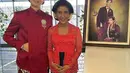 Berfoto dengan putranya, Susi tampil anggun kenakan kebaya kutubaru merah. Dipadukan dengan angkin hitam dan kain batik. [@susipudjiastuti115]