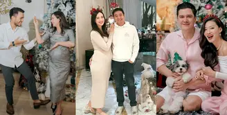 Di momen Natal pertama mereka sebagai pasangan suami istri, Jessica Mila dan Yakup Hasibuan kompak kenakan outfit nuansa abu-abu. [@yakubhasibuan]