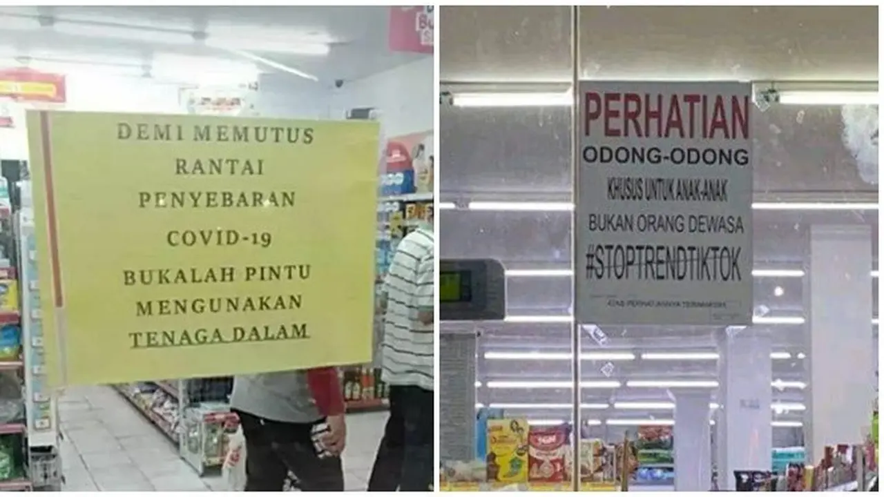 6 Tulisan Peringatan di Pintu Kaca Minimarket Ini Bikin Pembeli Salah Fokus