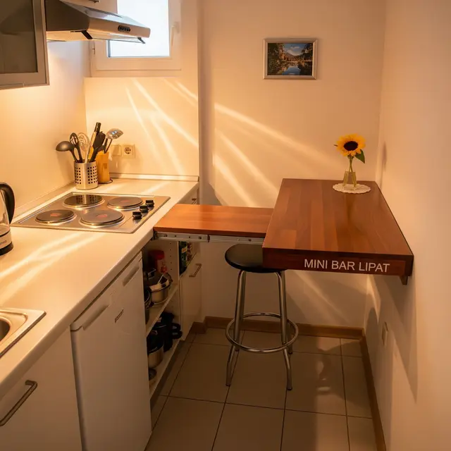 9 Model Dapur Sempit 2x1 Meter dengan Kompor Tanam dan Meja Lipat, Jadi Fungsional