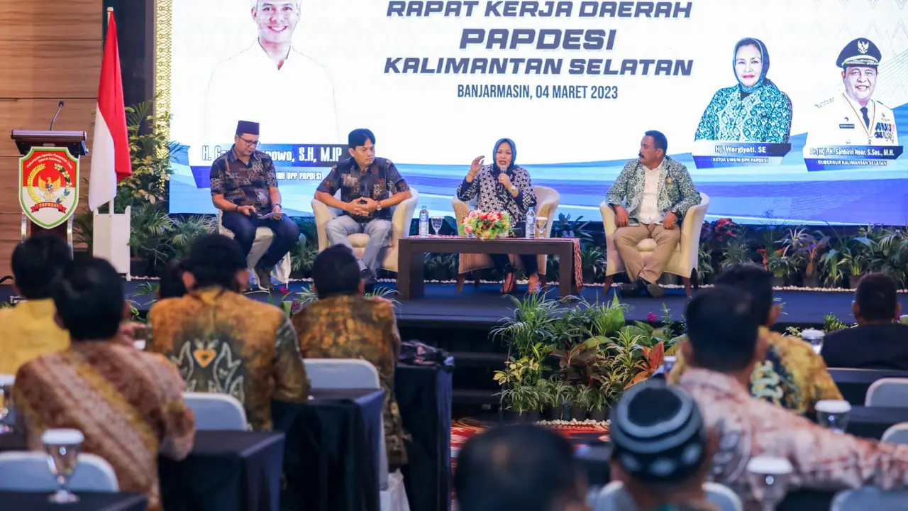 Dewan Pengurus Daerah (DPD) Perkumpulan Aparatur Pemerintah Desa Seluruh Indonesia (Papdesi) Provinsi Kalimantan Selatan (Kalsel) menggelar rapat kerja daerah (rakerda) di Hotel G'sign, Banjarmasin, Kalsel pada Rabu 4 Maret 2023 (Istimewa)