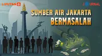 Banner: Sumber Air Tanah Jakarta Bermasalah (Liputan6.com/Trie Yasni)