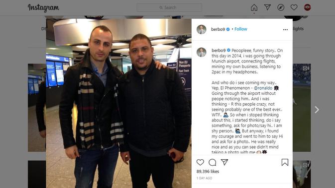 Mantan striker MU, Dimitar Berbatov bersama Ronaldo Nazario (Instagram)