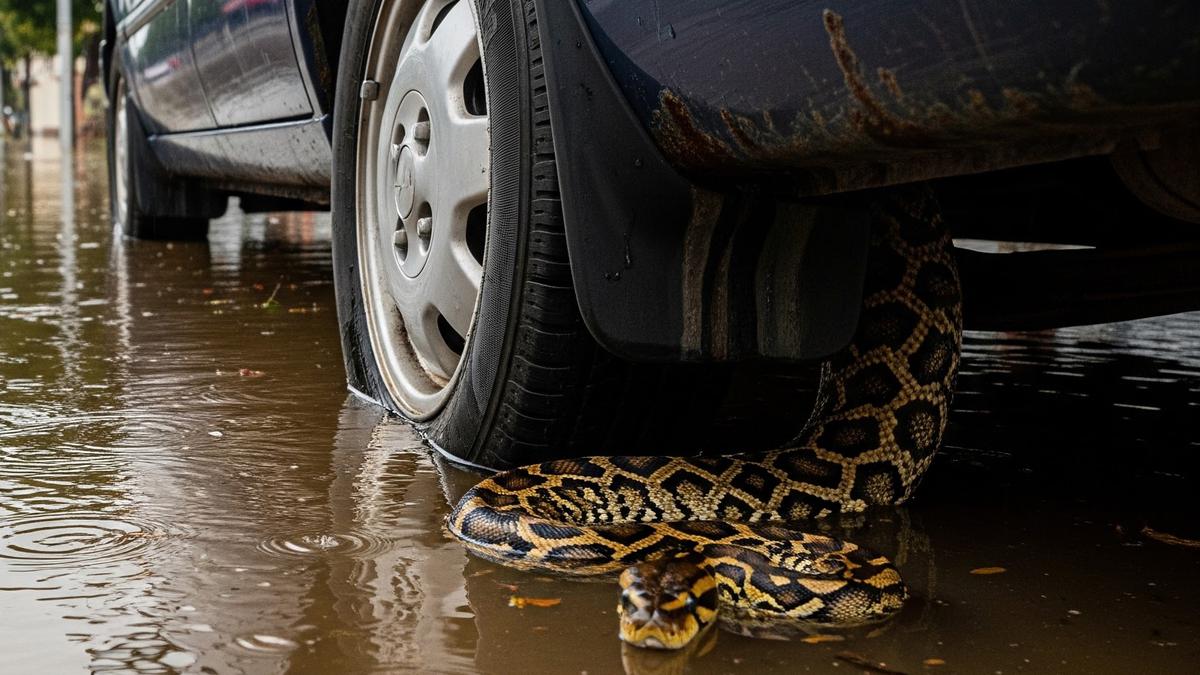 Musim Banjir, Waspada Ular Masuk Rumah hingga Sembunyi di Kolong Mobil