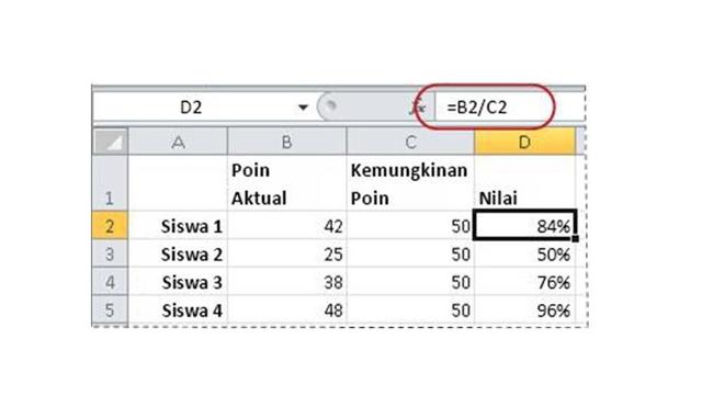 Cara Menghitung Persen di Excel