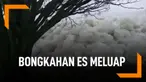 Unik, Bongkahan Es Ini Meluap Dari Danau