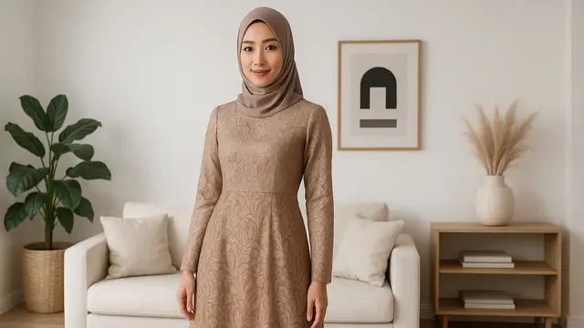 7 Model Gamis Batik Brokat yang Simpel, Elegan dan Cantik untuk Tampil Mempesona